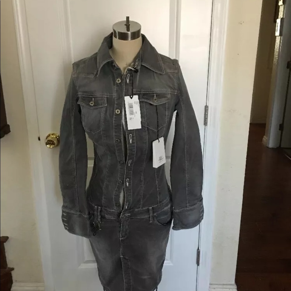 Jfour Denim Button Down Jean Dress Metal Logo